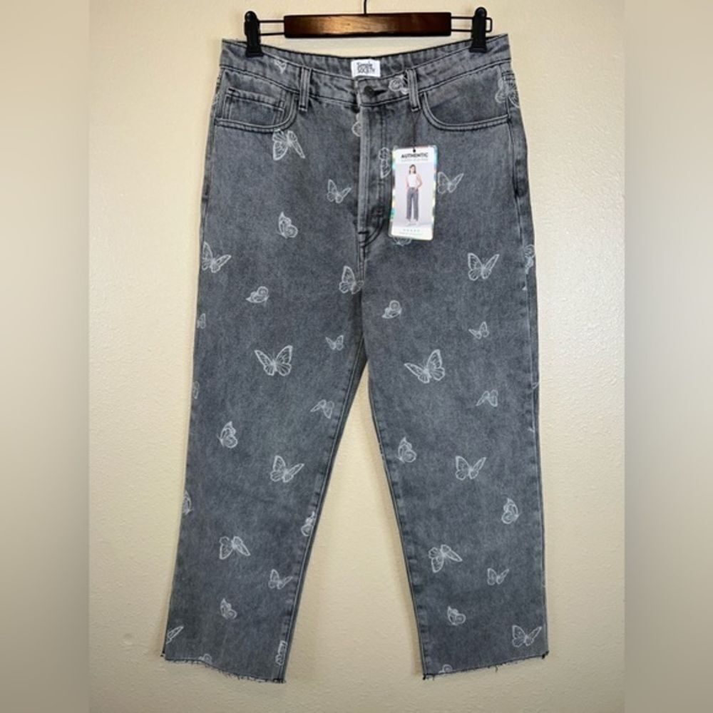 Simple Society Super High Rise Straight Butterfly Ankle Jeans Skater Raw 30 NWT